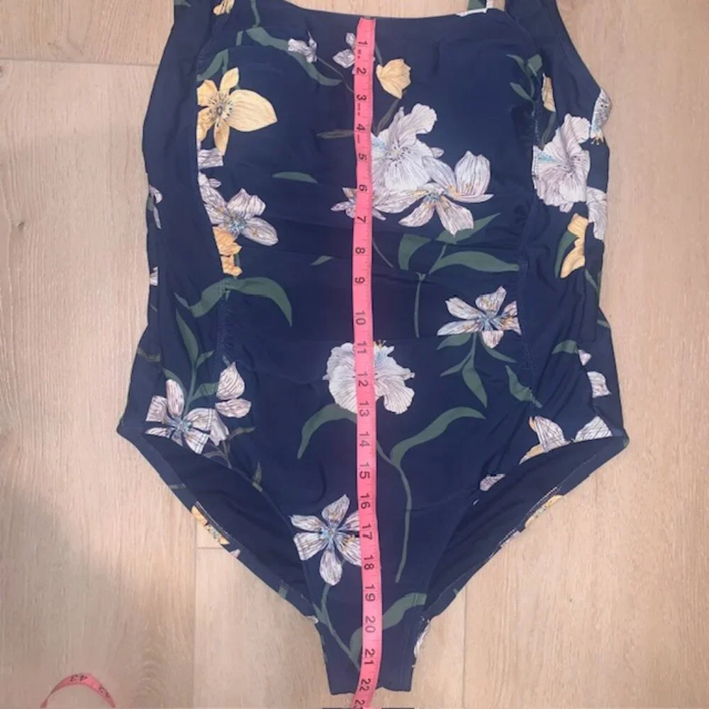 Shade & Shore Navy Floral One-Piece tummy control Swimsuit – Size 16 (Plus Size)